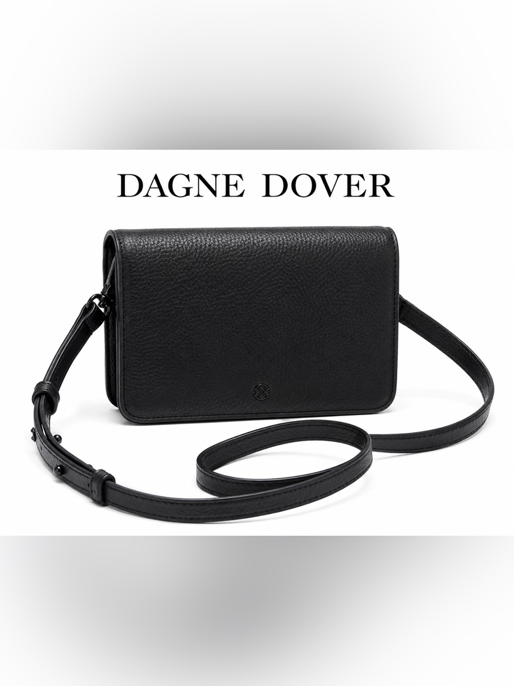 Dagne Dover Black Pebbled Leather Crossbody Wallet